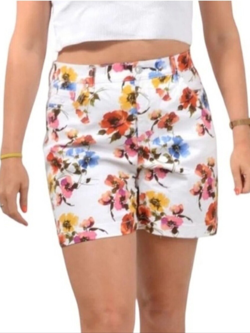 Gloria Vanderbilt Ladies' High Rise Amanda Floral Shorts Sz 10 Inseam 6" EUC
